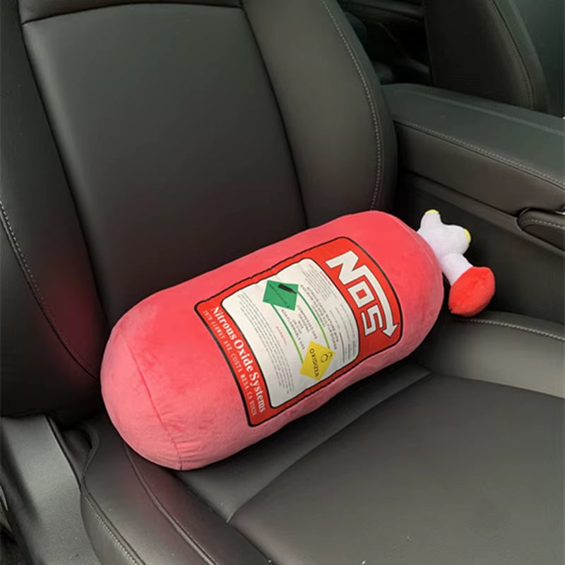 Car Seat Creative Headrest Neck Plush Pillows Car Nitrogen Cylinder Shape Neck Pillow Seat Cushion Waist Pillow Car Accessories