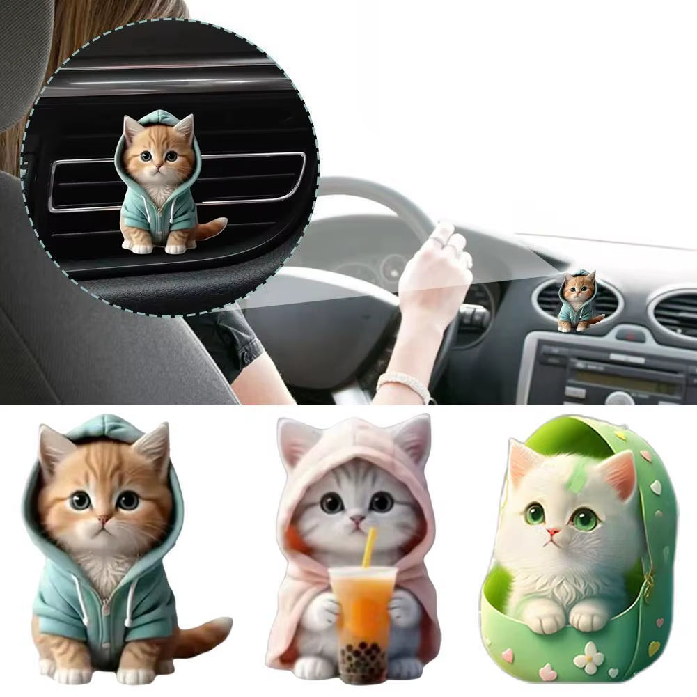 Car Outlet Vent Perfume Clips 2D Cat Air Freshener Diffuser Conditioning Aromatherapy Perfume Clip Car Interior Decoration