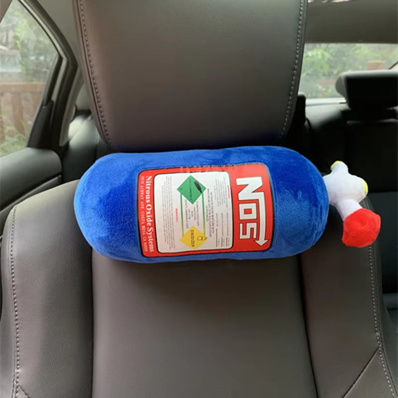 Car Seat Creative Headrest Neck Plush Pillows Car Nitrogen Cylinder Shape Neck Pillow Seat Cushion Waist Pillow Car Accessories