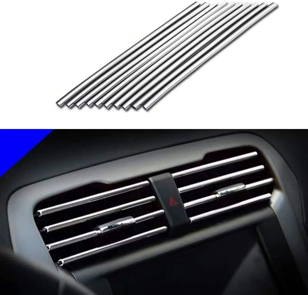10 Pcs Car Air Vent Grille Decoration Trim Sticker U Style Air Conditioner Outlet Decoration Strip Car Decoration