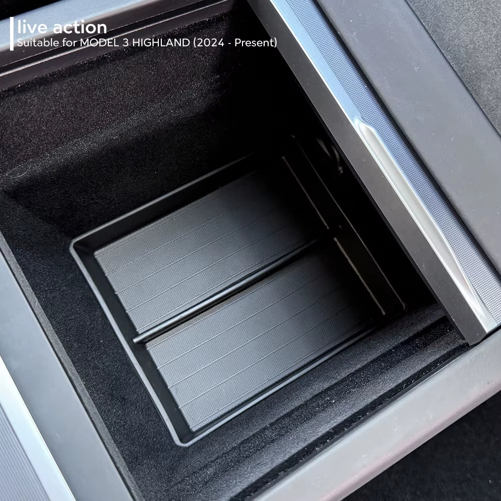 For Tesla New Model 3 HIGHLAND 2024 2025 Center Console Storage Armrest Storage Box Upper&Lower Flocking Accessories New