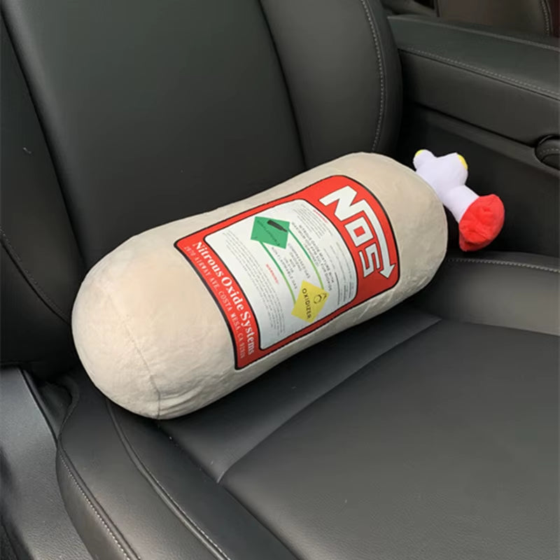 Car Seat Creative Headrest Neck Plush Pillows Car Nitrogen Cylinder Shape Neck Pillow Seat Cushion Waist Pillow Car Accessories
