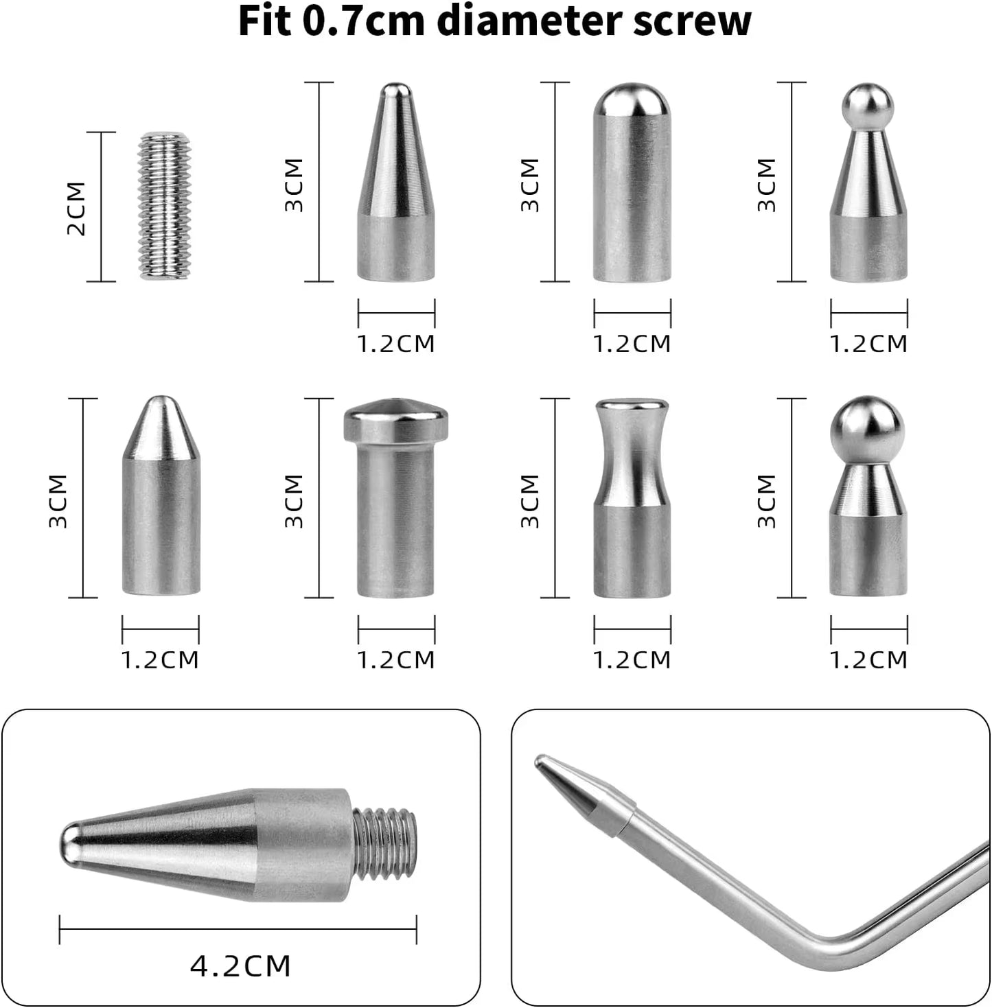 Car Dent Repair Hooks Stainless Steel Push Rods, Car Body Dent Removal Crowbar Kit for Car Body Dents and Hail Damage Removal