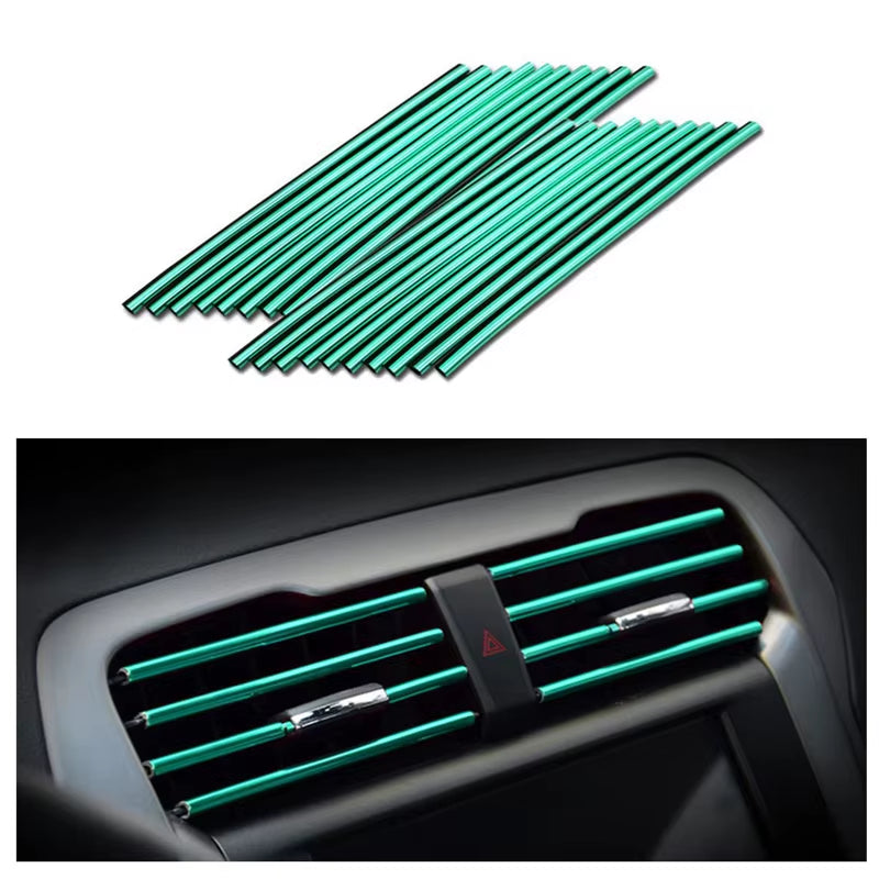 10 Pcs Car Air Vent Grille Decoration Trim Sticker U Style Air Conditioner Outlet Decoration Strip Car Decoration