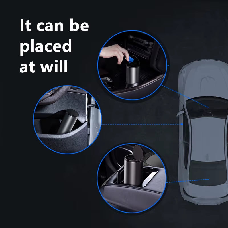 Car Trash Bin Alloy Garbage Can for Car Dustbin Waste Rubbish Basket Bin Organizer Storage Holder Bag Auto Accessories
