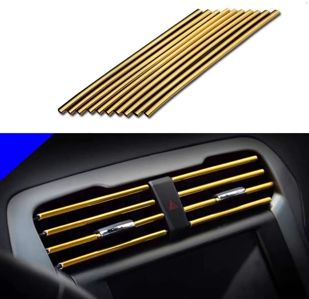 10 Pcs Car Air Vent Grille Decoration Trim Sticker U Style Air Conditioner Outlet Decoration Strip Car Decoration