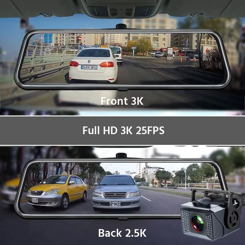 10" Smart Dash Cam 3K Front Optional 2.5K Rear Wifi 170° Super Night Vision Black Box GPS WIFI 24H Parking Monitor Loop Record