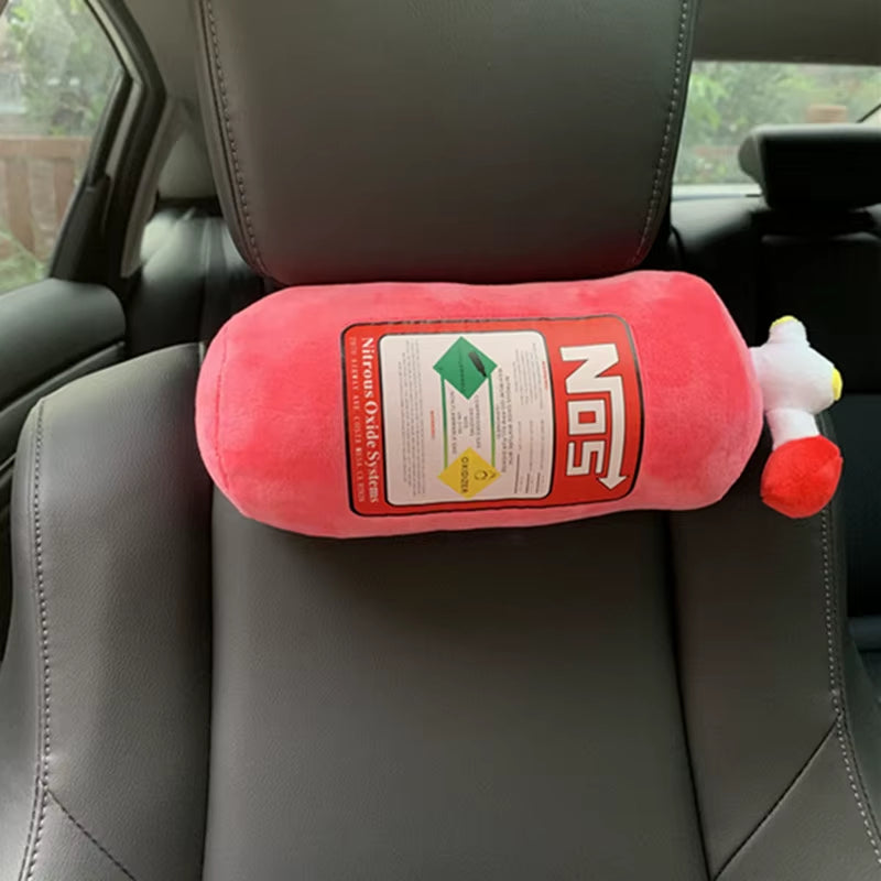 Car Seat Creative Headrest Neck Plush Pillows Car Nitrogen Cylinder Shape Neck Pillow Seat Cushion Waist Pillow Car Accessories