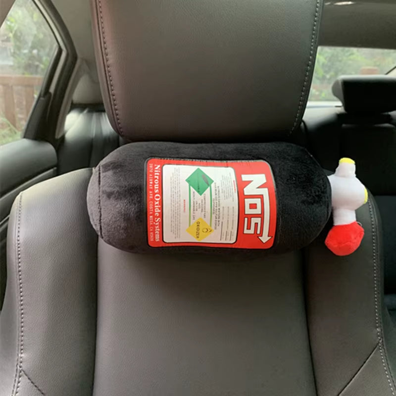 Car Seat Creative Headrest Neck Plush Pillows Car Nitrogen Cylinder Shape Neck Pillow Seat Cushion Waist Pillow Car Accessories