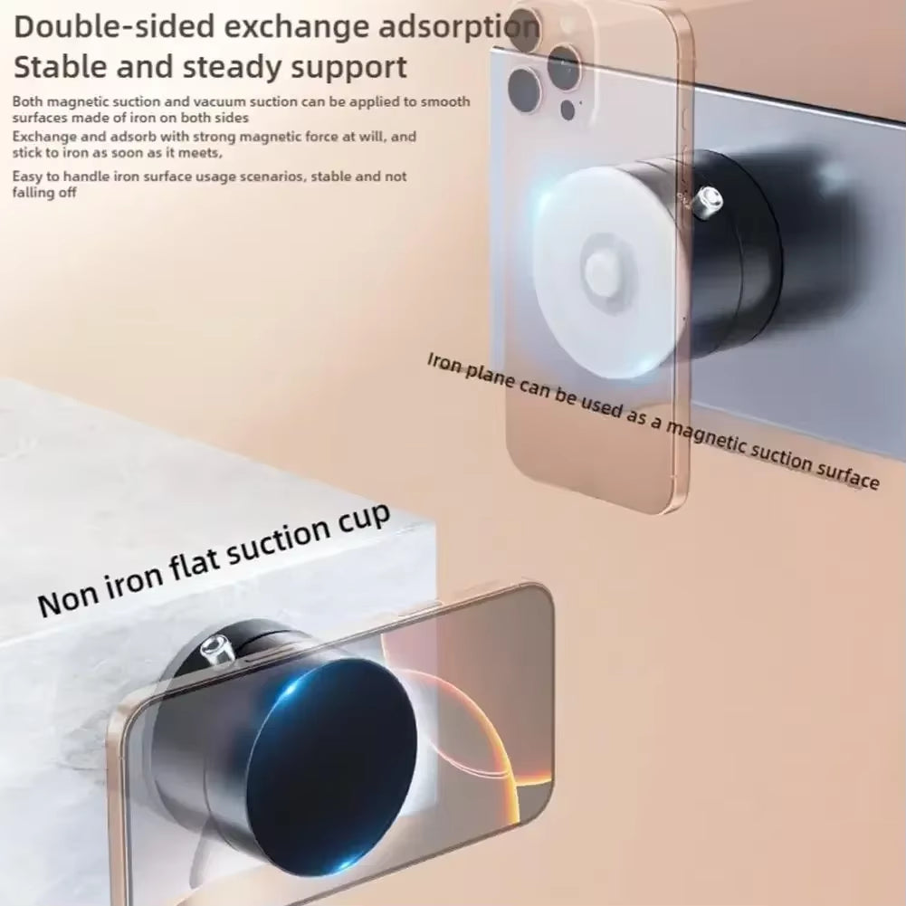 Foldable Car Phone Holder Vacuum Double-Sided Magnetic Dashboard GPS Stand for Magsafe Iphone 16-12 Pro Max Samsung Xiaomi Mount