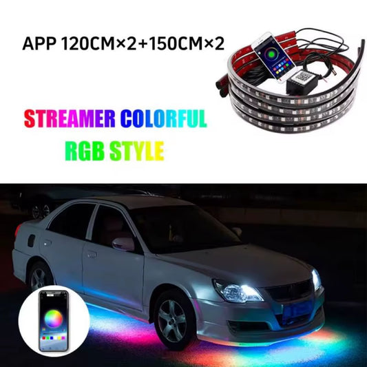 Car Flexible Underglow Strip Light Remote APP Control RGB Decorative Atmosphere Lamp Car Underbody Led Neon Decoration Light