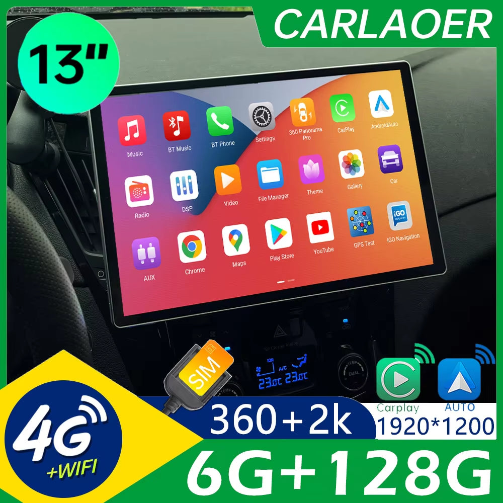 13 Inch 2 Din for Tesla-Style Car Android Radio Stereo Video Player GPS for 9/10-Inch Frame Panel 2Din Universal Carplay Auto