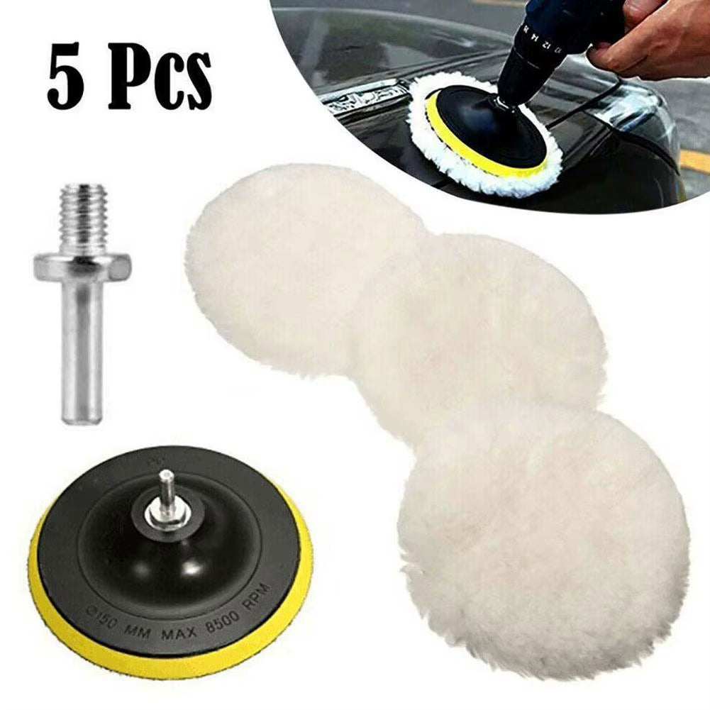 5Pcs 4Inch Polishing Kit Car Polishing Pad Car Waxing Sponge Disk Wool Wheel Auto Paint Care Polisher Pads Car Gadget