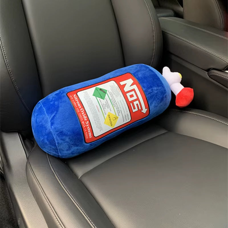 Car Seat Creative Headrest Neck Plush Pillows Car Nitrogen Cylinder Shape Neck Pillow Seat Cushion Waist Pillow Car Accessories