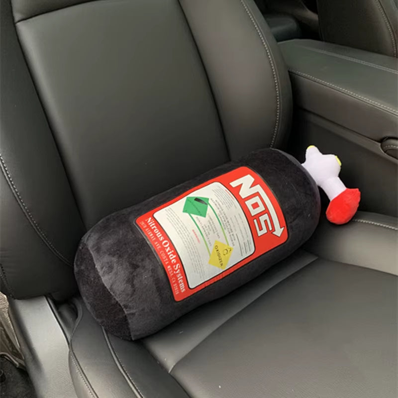 Car Seat Creative Headrest Neck Plush Pillows Car Nitrogen Cylinder Shape Neck Pillow Seat Cushion Waist Pillow Car Accessories