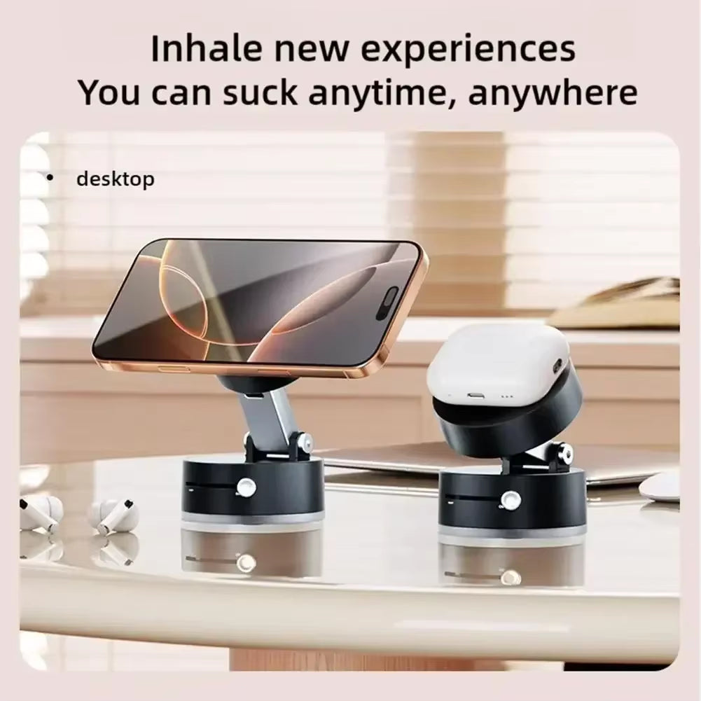 Foldable Car Phone Holder Vacuum Double-Sided Magnetic Dashboard GPS Stand for Magsafe Iphone 16-12 Pro Max Samsung Xiaomi Mount