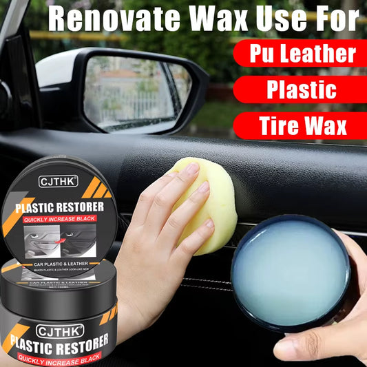 Car Plastic Restorer Crystal Clear Auto Interior Leather & Panel Renewal Wax Coating Agent Back to Black Gloss Car Wax Polish