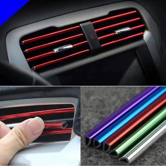 10 Pcs Car Air Vent Grille Decoration Trim Sticker U Style Air Conditioner Outlet Decoration Strip Car Decoration