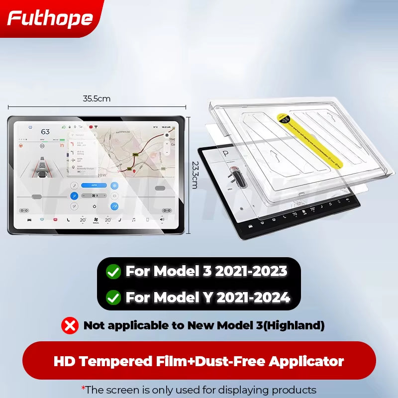 Tempered Glass Screen Protector for Tesla Model 3 Y Highland Juniper 2021-2025 HD Center Control Film Protection