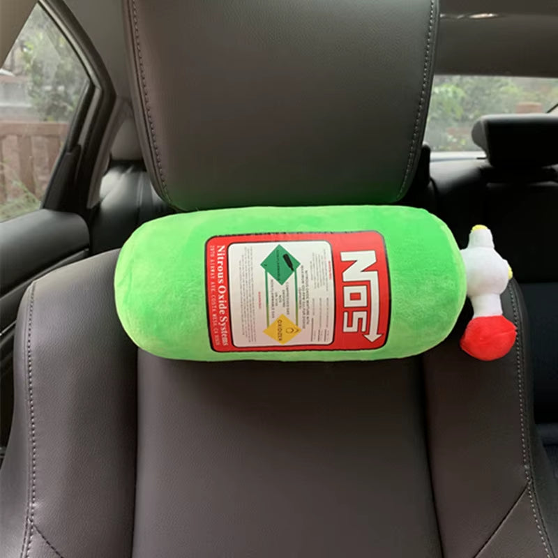 Car Seat Creative Headrest Neck Plush Pillows Car Nitrogen Cylinder Shape Neck Pillow Seat Cushion Waist Pillow Car Accessories