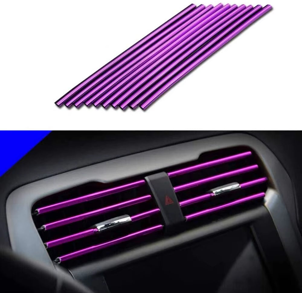 10 Pcs Car Air Vent Grille Decoration Trim Sticker U Style Air Conditioner Outlet Decoration Strip Car Decoration