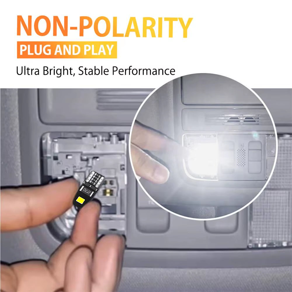 10Pcs W5W T10 LED Canbus No Error Bulb Car Interior Light 194 LED Signal Lamp for Mercedes-Bens Bmw Audi Ford 6000K 12V