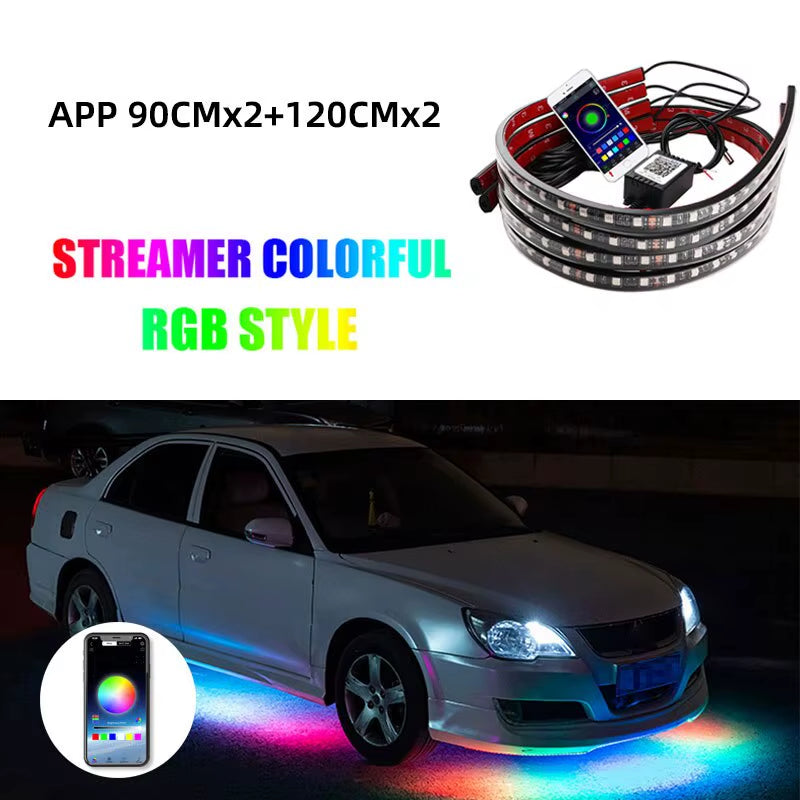 Car Flexible Underglow Strip Light Remote APP Control RGB Decorative Atmosphere Lamp Car Underbody Led Neon Decoration Light
