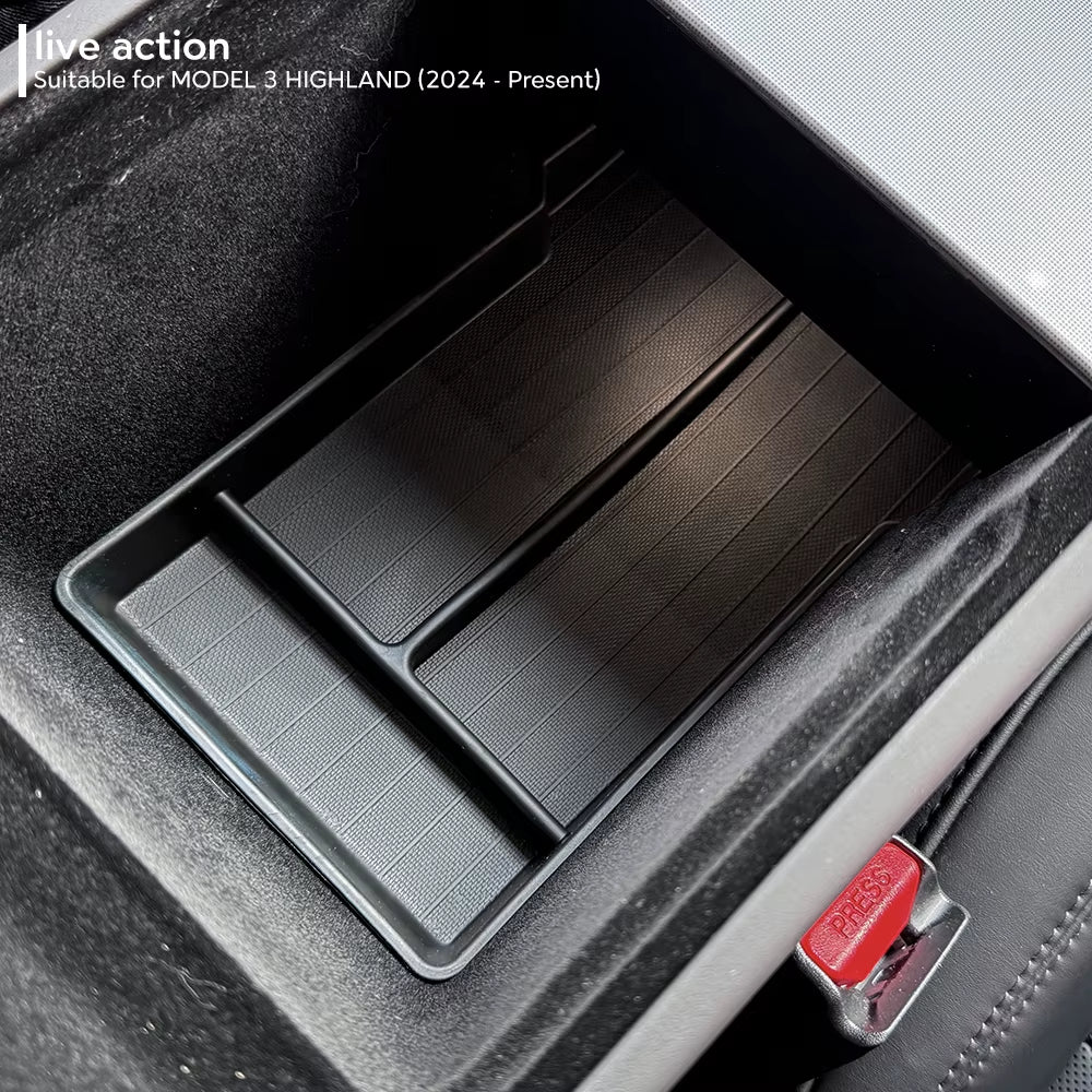For Tesla New Model 3 HIGHLAND 2024 2025 Center Console Storage Armrest Storage Box Upper&Lower Flocking Accessories New