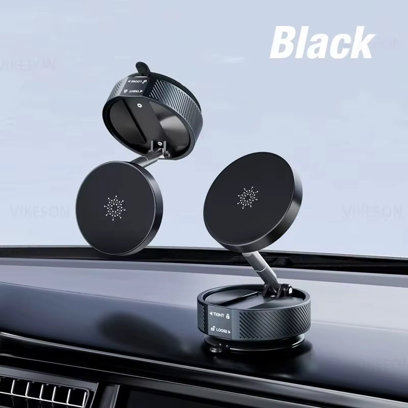 Foldable Car Phone Holder Vacuum Double-Sided Magnetic Dashboard GPS Stand for Magsafe Iphone 16-12 Pro Max Samsung Xiaomi Mount
