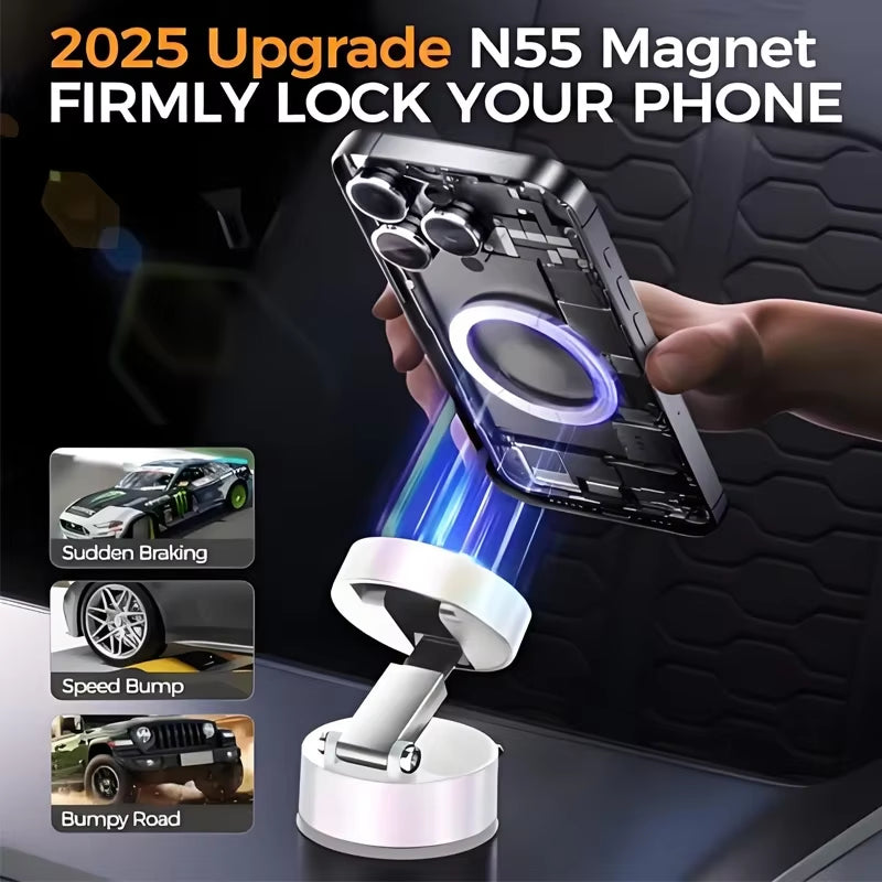 Ultra Magnetic Phone Holder Foldable Car Phone Mount Dashboard Phone Bracket 360 Degree Rotation Vacuum Suction Cup GPS Stand