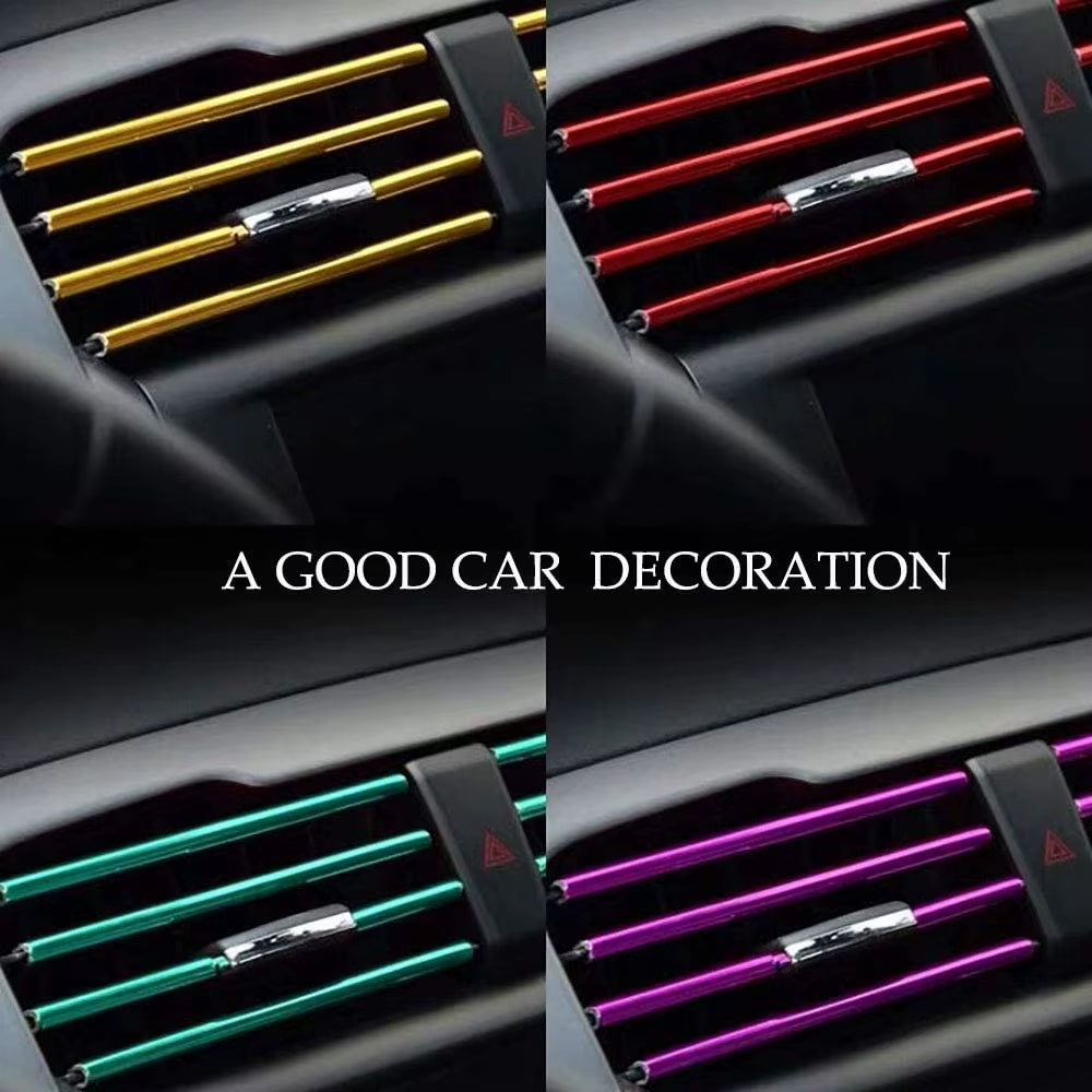 10 Pcs Car Air Vent Grille Decoration Trim Sticker U Style Air Conditioner Outlet Decoration Strip Car Decoration