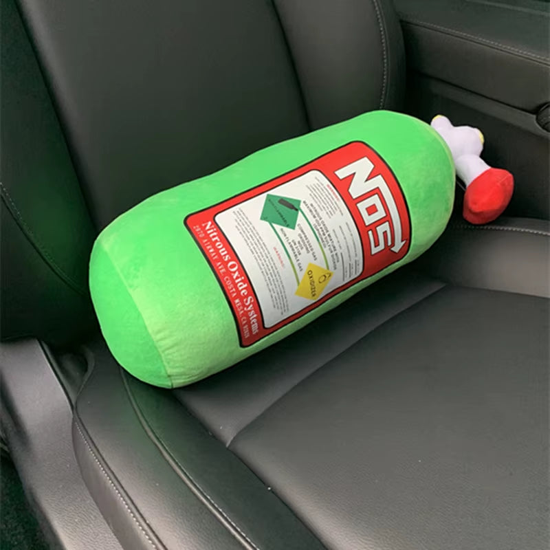 Car Seat Creative Headrest Neck Plush Pillows Car Nitrogen Cylinder Shape Neck Pillow Seat Cushion Waist Pillow Car Accessories