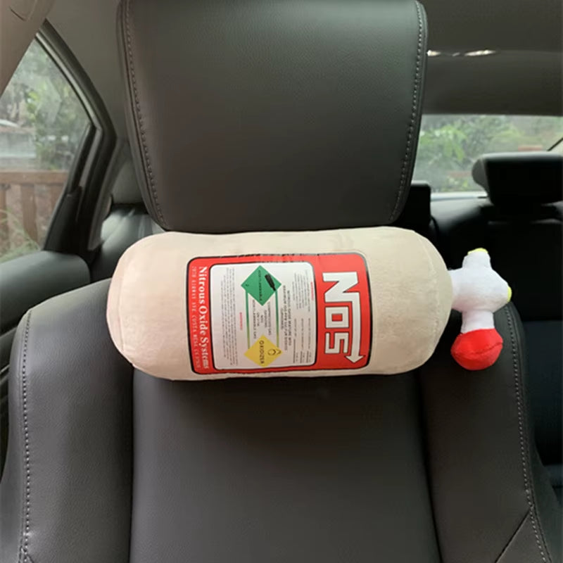 Car Seat Creative Headrest Neck Plush Pillows Car Nitrogen Cylinder Shape Neck Pillow Seat Cushion Waist Pillow Car Accessories