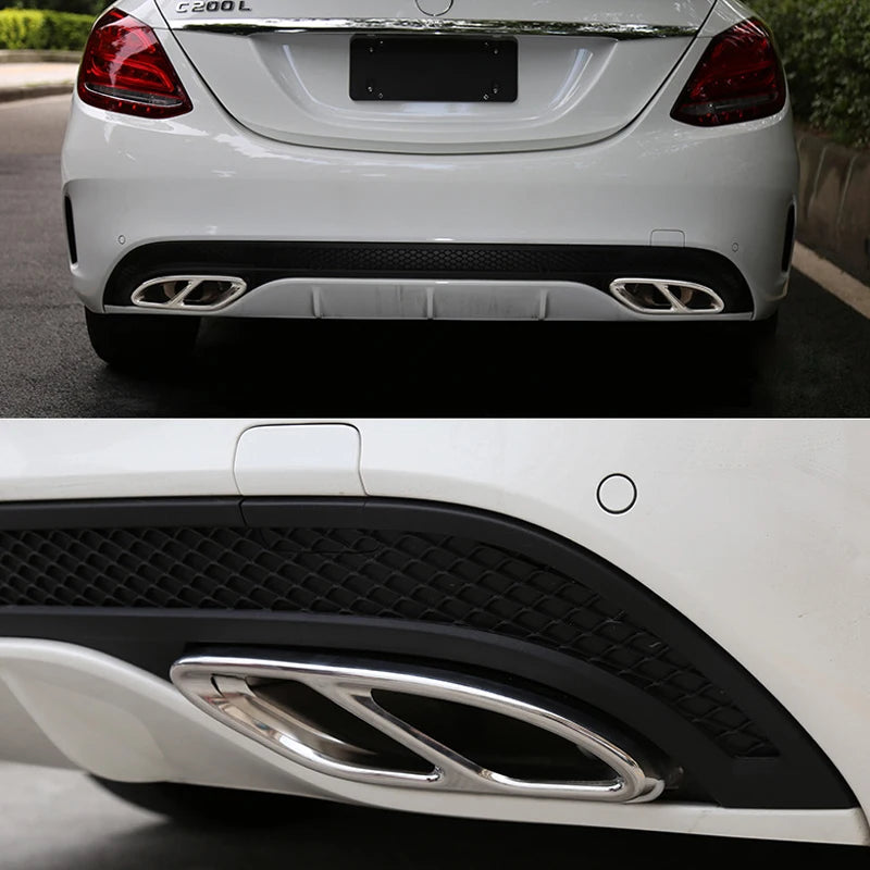 2Pcs Stainless Steel Exhaust Pipe Cover Trim for Mercedes Benz a B C E GLC GLE Class W176 W246 W205 W213 AMG Car Styling