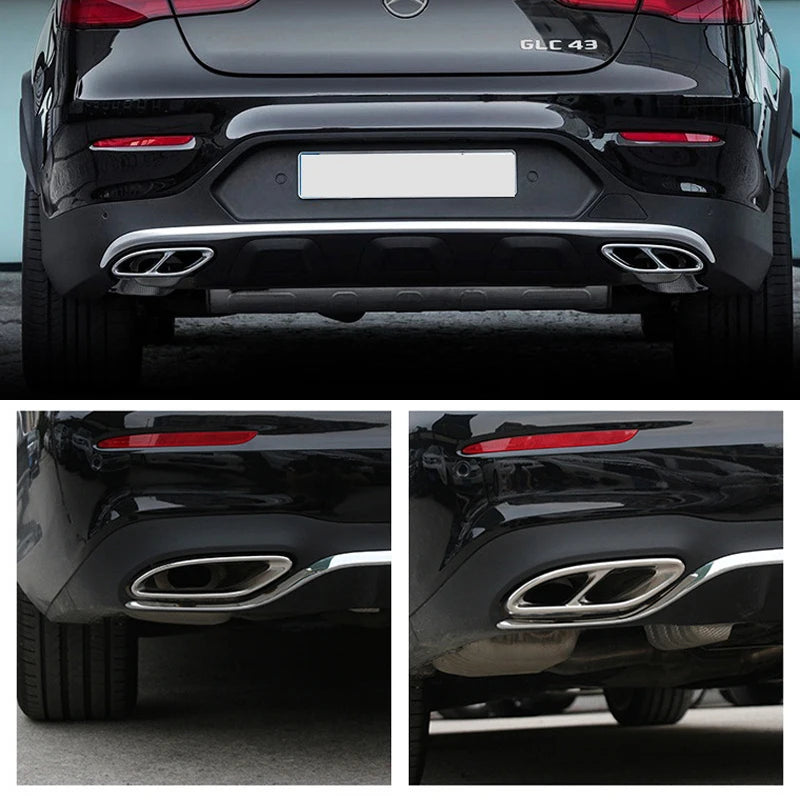 2Pcs Stainless Steel Exhaust Pipe Cover Trim for Mercedes Benz a B C E GLC GLE Class W176 W246 W205 W213 AMG Car Styling