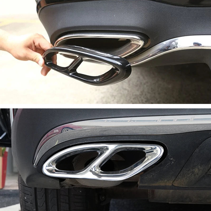 2Pcs Stainless Steel Exhaust Pipe Cover Trim for Mercedes Benz a B C E GLC GLE Class W176 W246 W205 W213 AMG Car Styling