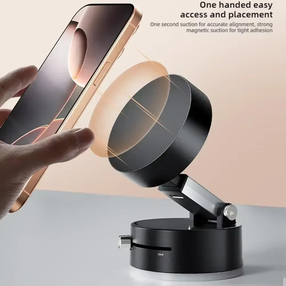 Foldable Car Phone Holder Vacuum Double-Sided Magnetic Dashboard GPS Stand for Magsafe Iphone 16-12 Pro Max Samsung Xiaomi Mount
