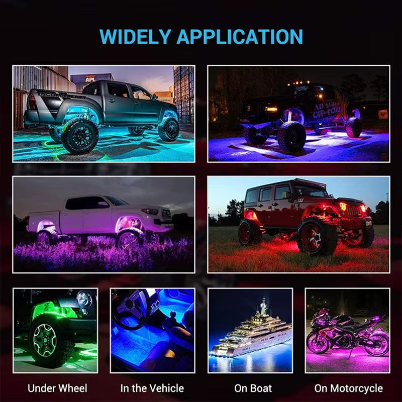 Car Flexible Underglow Strip Light Remote APP Control RGB Decorative Atmosphere Lamp Car Underbody Led Neon Decoration Light