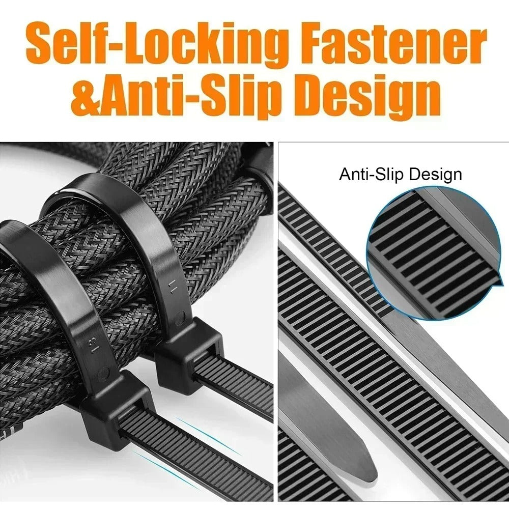 500/100Pcs Plastic Nylon Cable Ties Self-Locking Cord Ties Straps Adjustable Cables Fastening Loop Home Office Wire Zip Ties