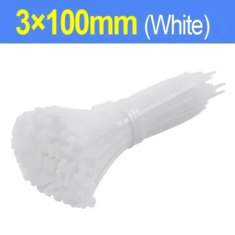 500/100Pcs Plastic Nylon Cable Ties Self-Locking Cord Ties Straps Adjustable Cables Fastening Loop Home Office Wire Zip Ties
